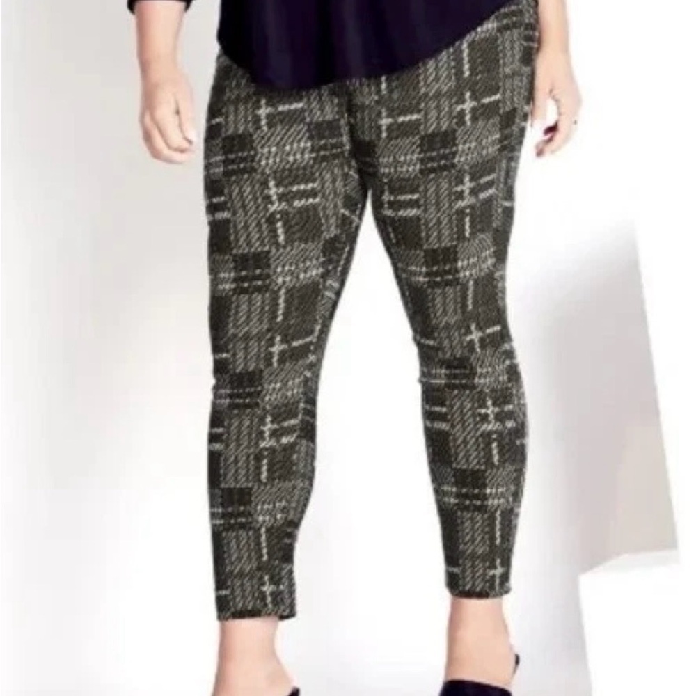 Avenue Studio Black Gray White Jemma Check Pull On Pants Size 24